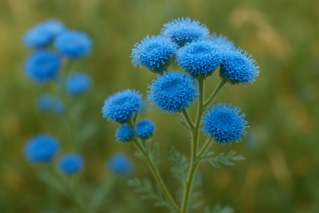 blue tansy flower